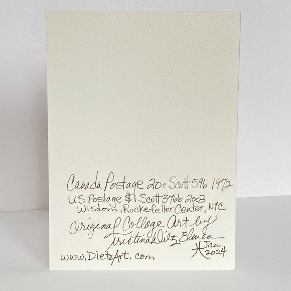 Collage Art Handmade Original Blank Greeting Card and Envelope Vintage Postage - Picture 4 of 6